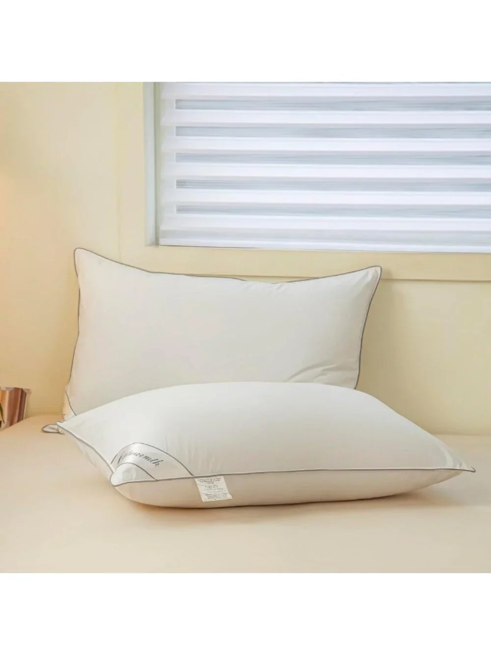 Cozy Queen Size Down Pillow with Goose Feathers, Hotel-Quality Sleep Comfort